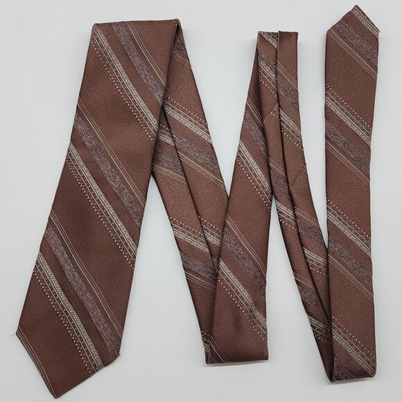 Mervyn's Necktie Stripe Brown Textured 3" W 54" L VTG Retro - Picture 1 of 5